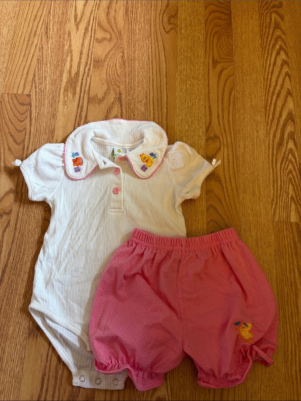 Vintage Sesame Street White Baby Onesie with Pink Shorts